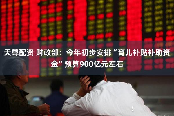 天尊配资 财政部：今年初步安排“育儿补贴补助资金”预算900亿元左右